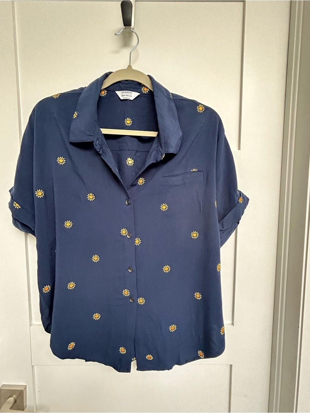 💠 Splendid x Grey Malin Navy Sunflower Button-Up Shirt